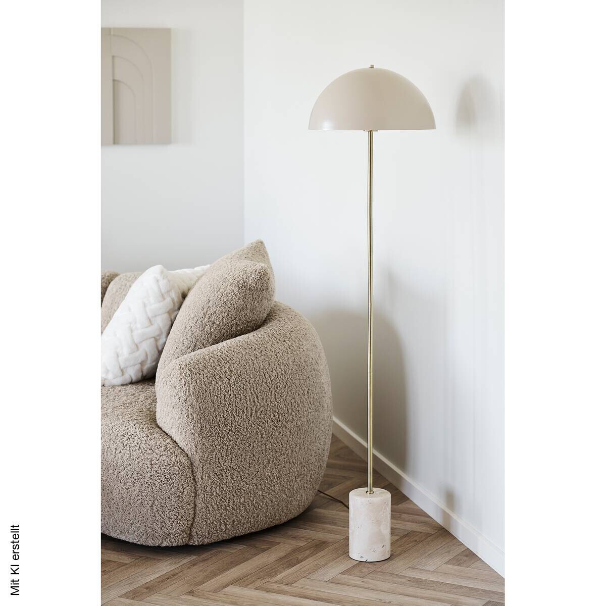 Housenordic Stehlampe Sheffield beige Metall Marmor B/H/L: ca. 40x155x40 cm E14 1 Brennstellen