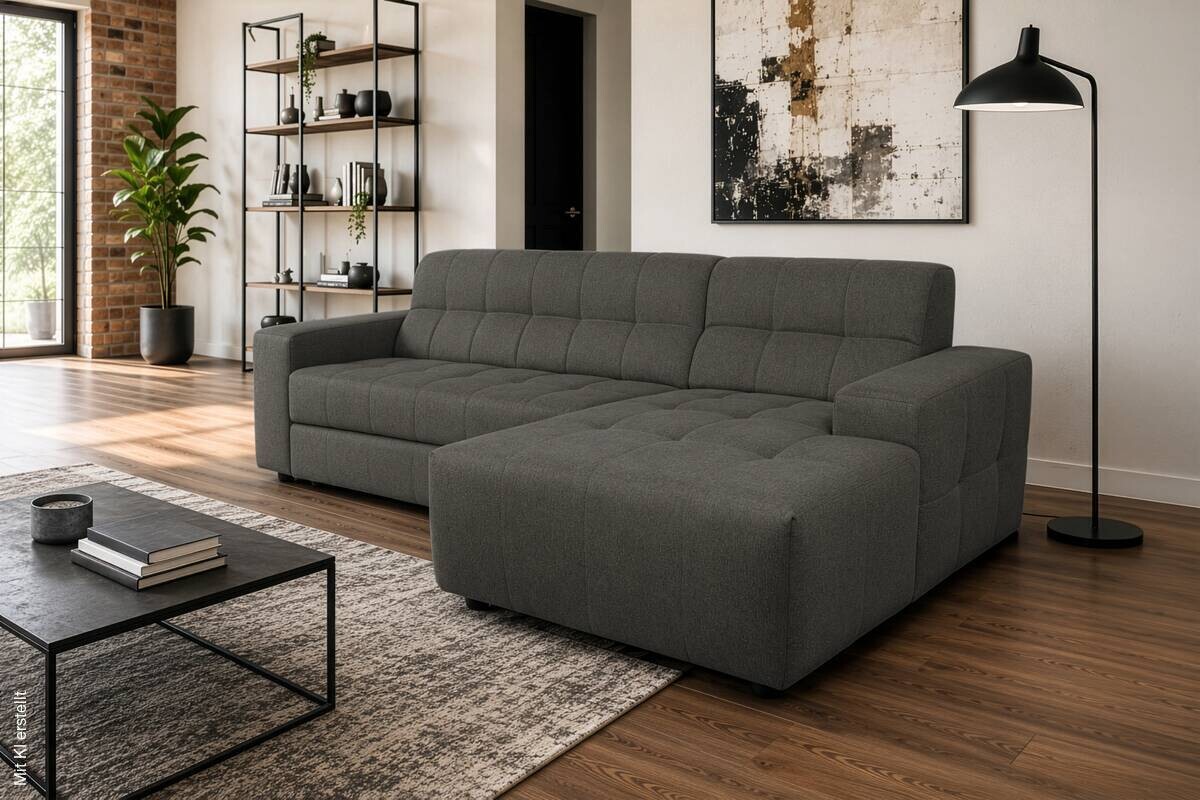 Ecksofa mit Bettfunktion dunkelgrau Flachgewebe B/H/T: ca. 267x93x163 cm