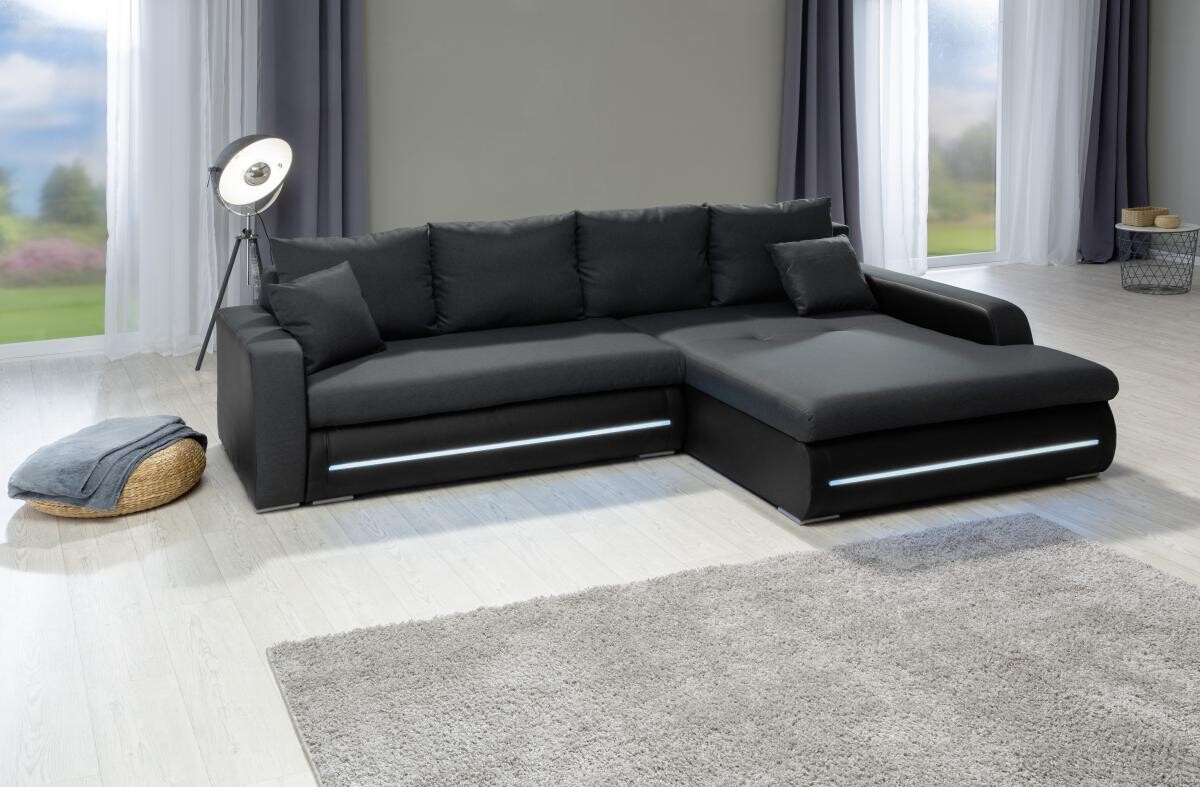 Ecksofa schwarz schwarz B/T: ca. 267x178 cm
