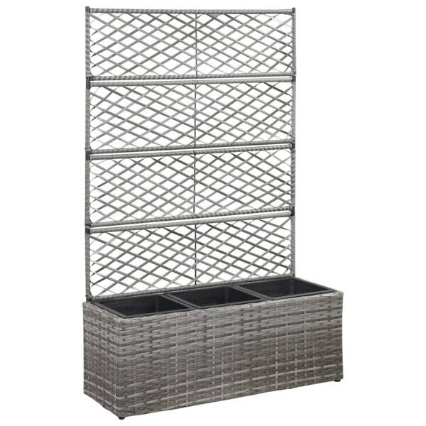 Hochbeet mit Rankgitter grau Polyrattan B/H/L: ca. 30x130x83 cm