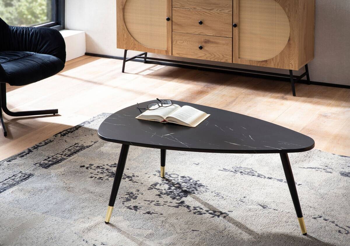Wohnling Couchtisch schwarz Marmor B/H/T: ca. 90x41x60 cm