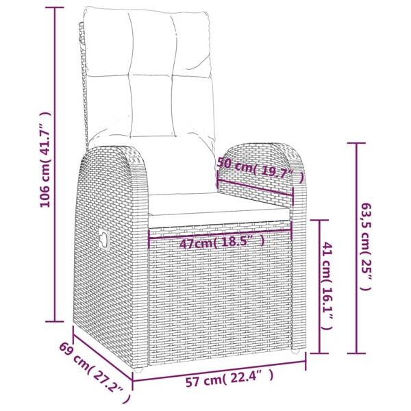 vidaXL Gartensessel schwarz Kunststoff B/H/L: ca. 73x105x57 cm
