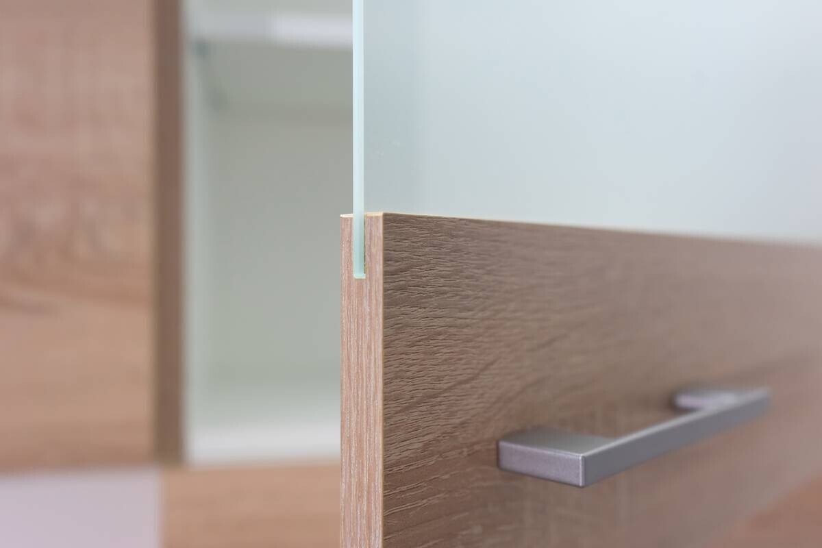 Glashängeschrank Samoa weiß Eiche Nachbildung B/H/T: ca. 100x54,8x32 cm