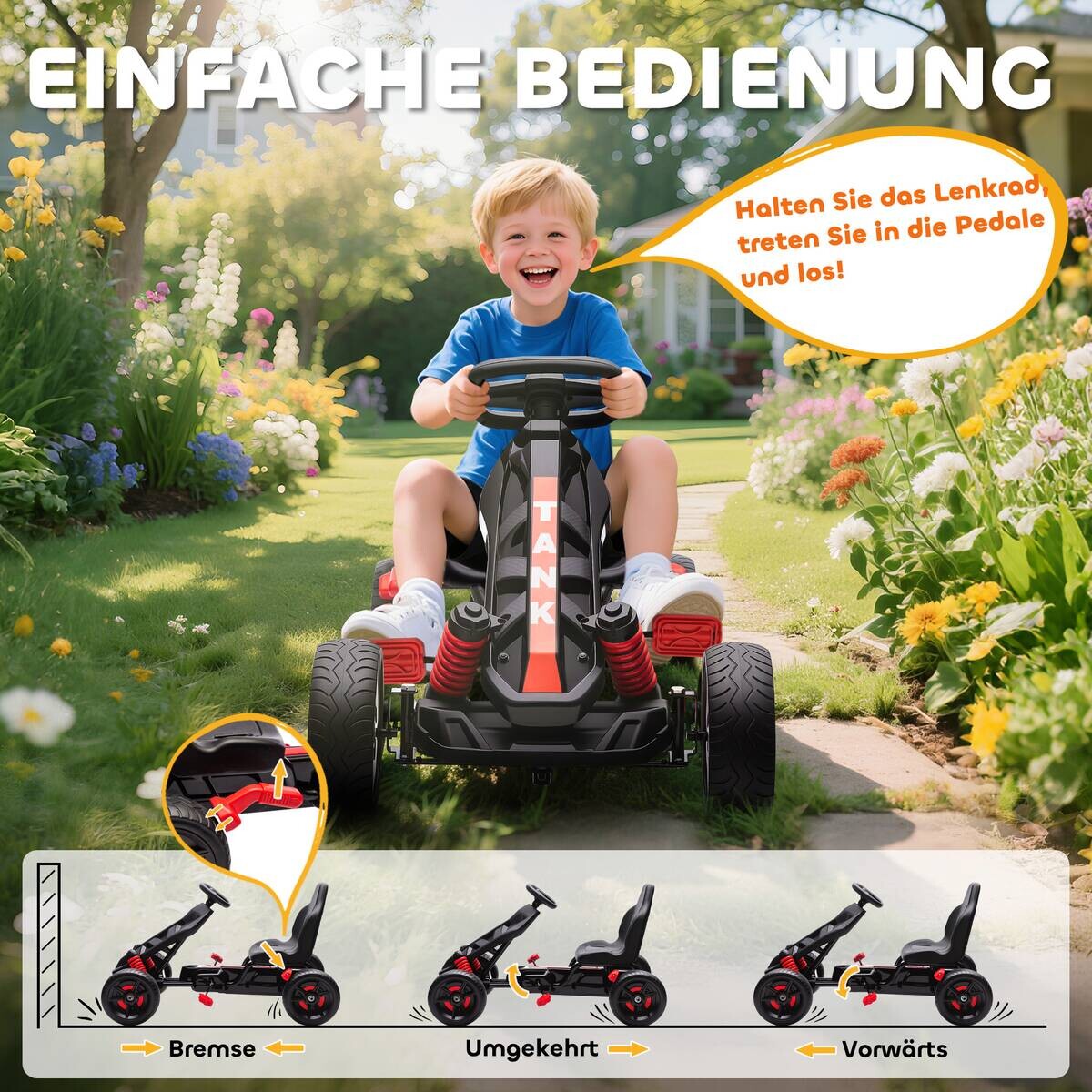 AIYAPLAY Kinder Gokart rot B/H/L: ca. 59x60,5x100 cm