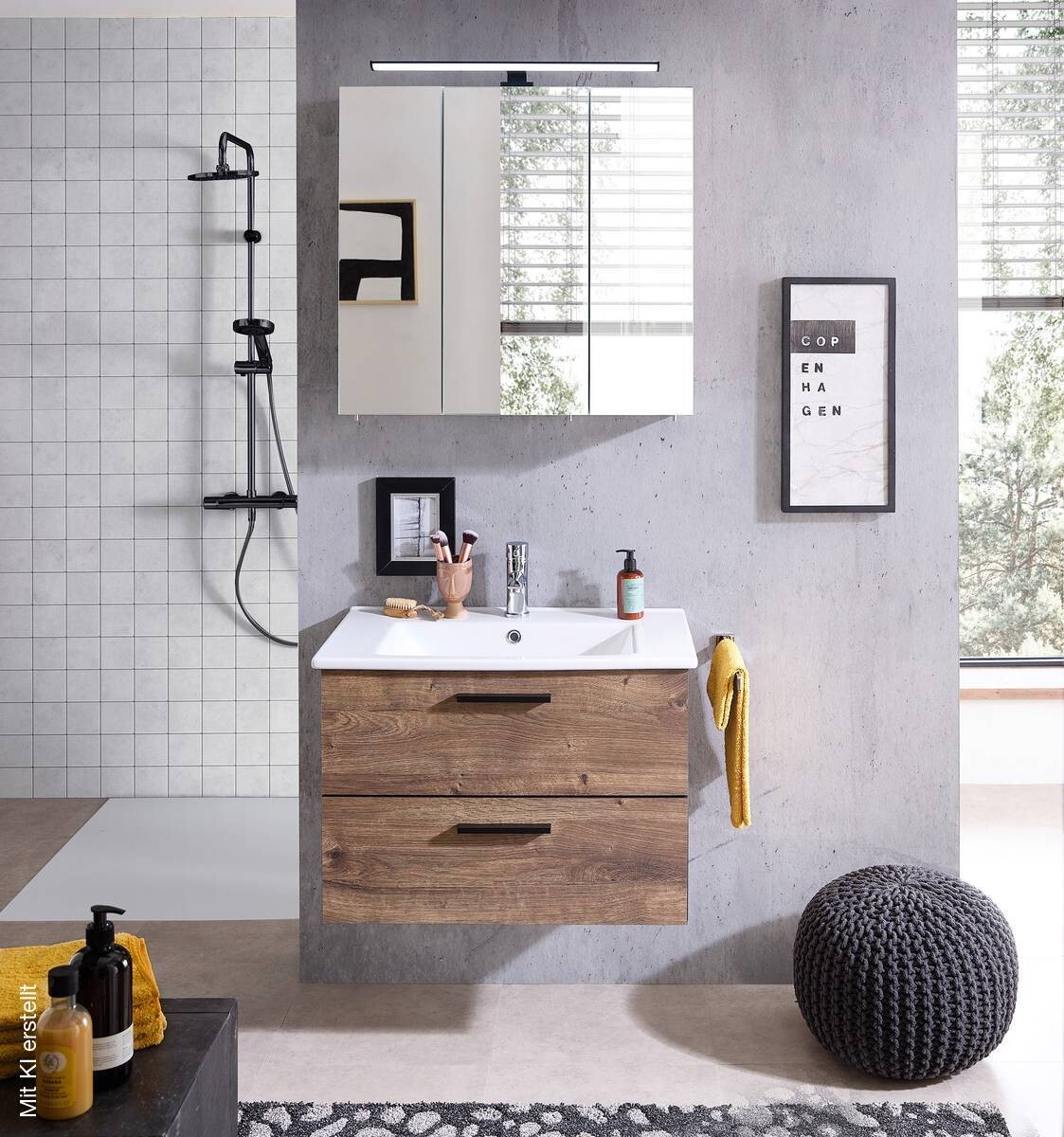 Badezimmer-Set Quickset 374 Eiche Ribeck Nachbildung B/H/T: ca. 75x200x45 cm