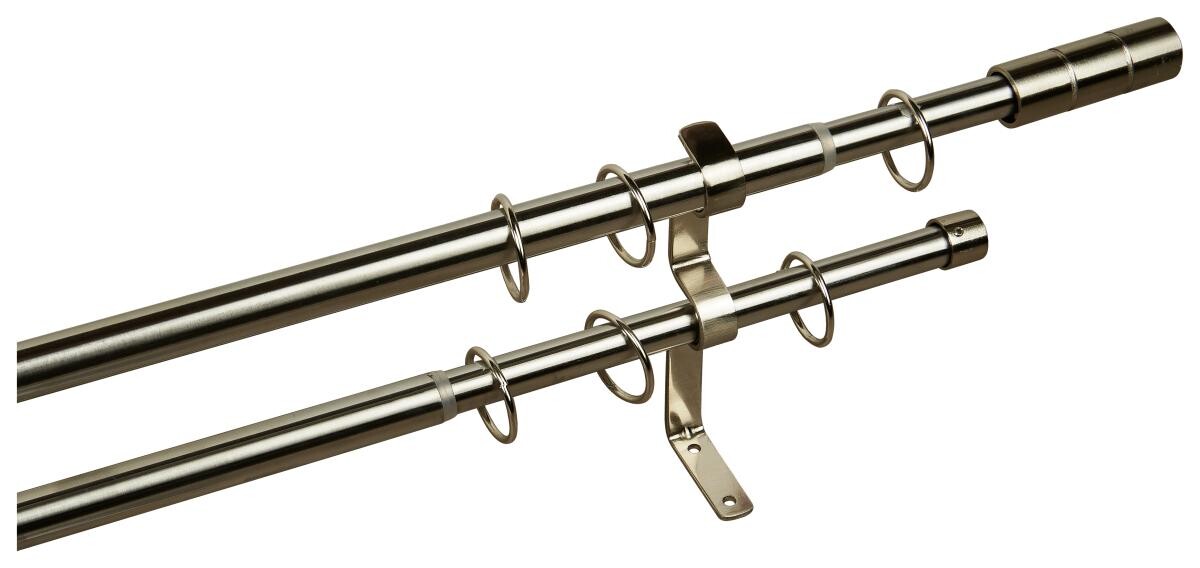 Boviva Stilgarnituren Zylinder Edelstahloptik Metall D: ca. 1,9 cm ausziehbar von ca. 190 bis 340 cm 2 Läufe