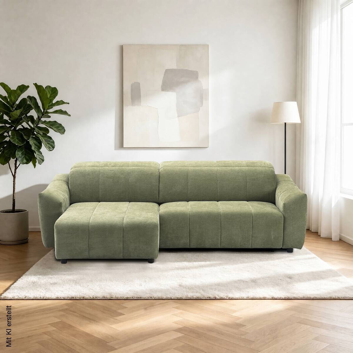 Ecksofa mit elektrischer Sitztiefenverstellung grün Polyester B/H/T: ca. 257x100x161 cm