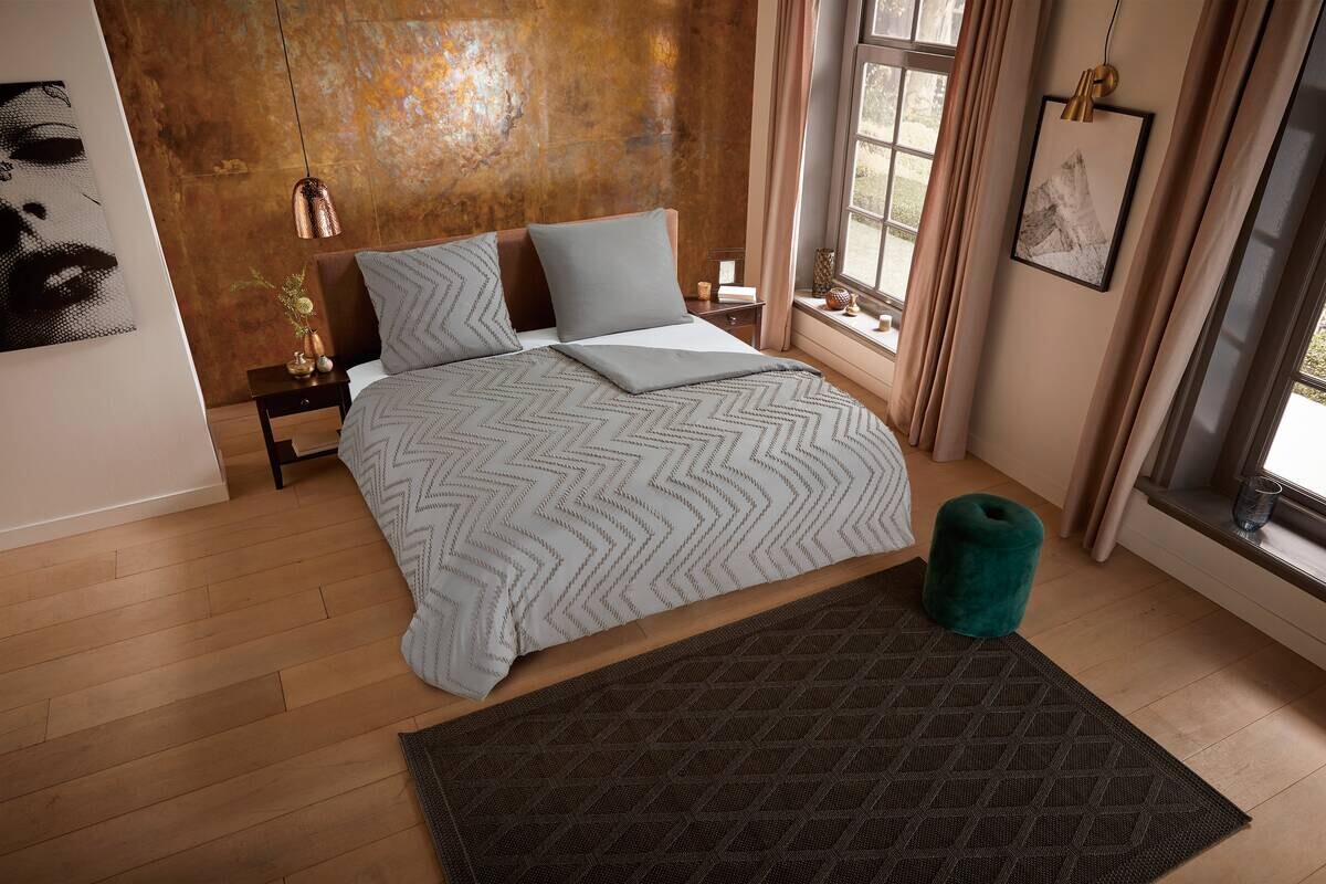 Microfaser Bettwäsche Zigzag taupe Polyester B/L: ca. 135x200 cm