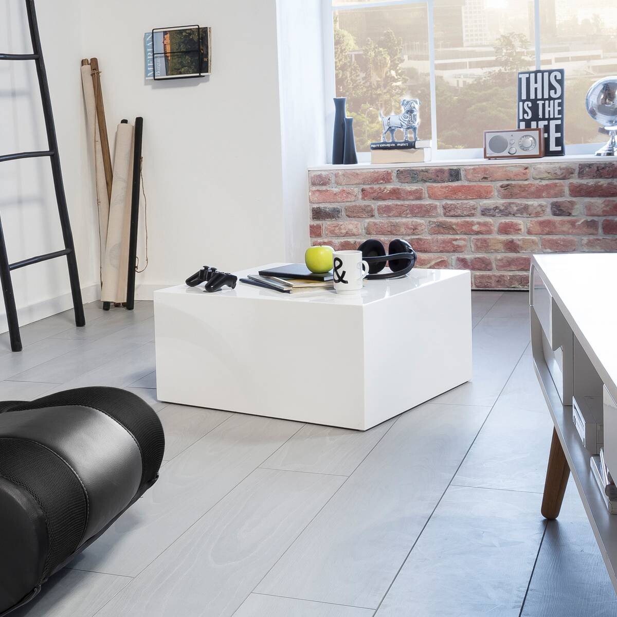 Wohnling Couchtisch weiß MDF B/H/T: ca. 60x30x60 cm