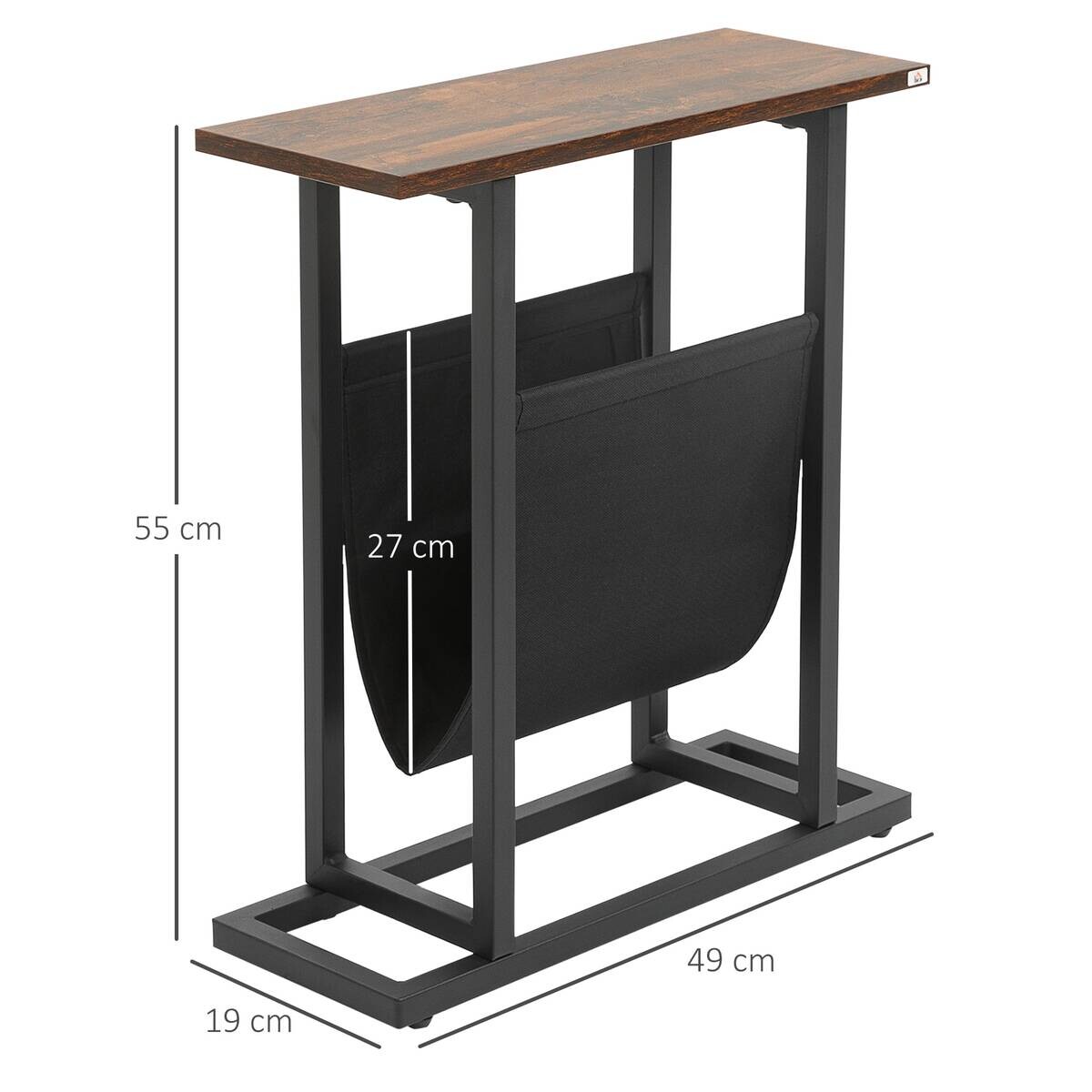HOMCOM Beistelltisch schwarz Spanplatte B/H/L: ca. 19x49x55 cm
