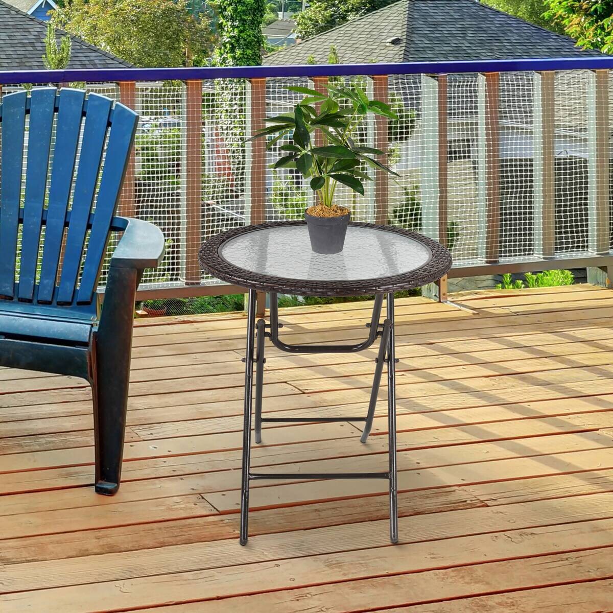 Outsunny Gartentisch braun Edelstahl B/H/L: ca. 68x68x73 cm