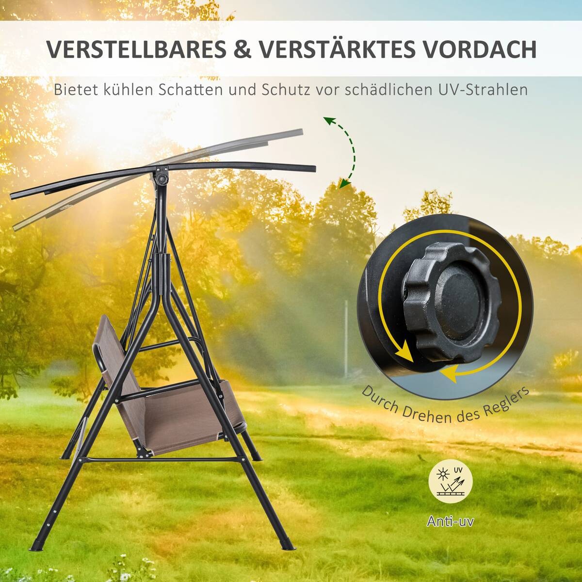 Outsunny Hollywoodschaukel braun Metall B/H/L: ca. 110x155x172 cm
