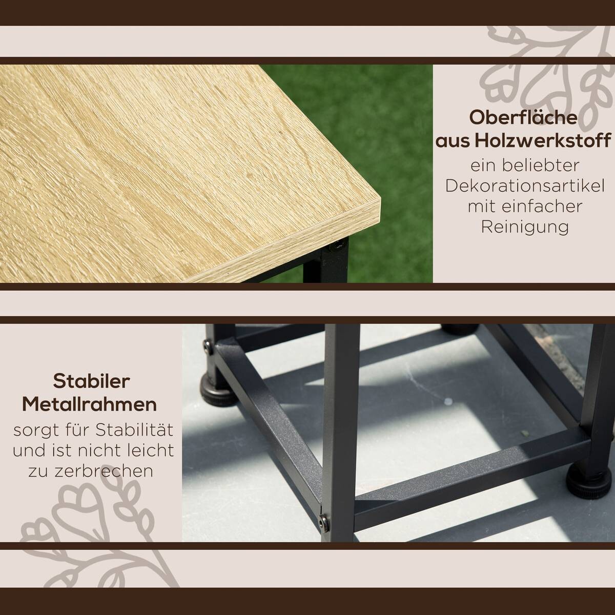 Outsunny Pflanzenständerset schwarz Stahl B/H/L: ca. 21x90x21 cm