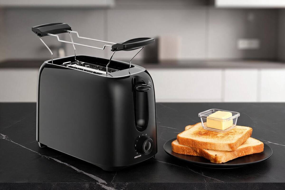 POCOline Toaster schwarz Kunststoff B/H/L: ca. 14,5x16,8x25 cm
