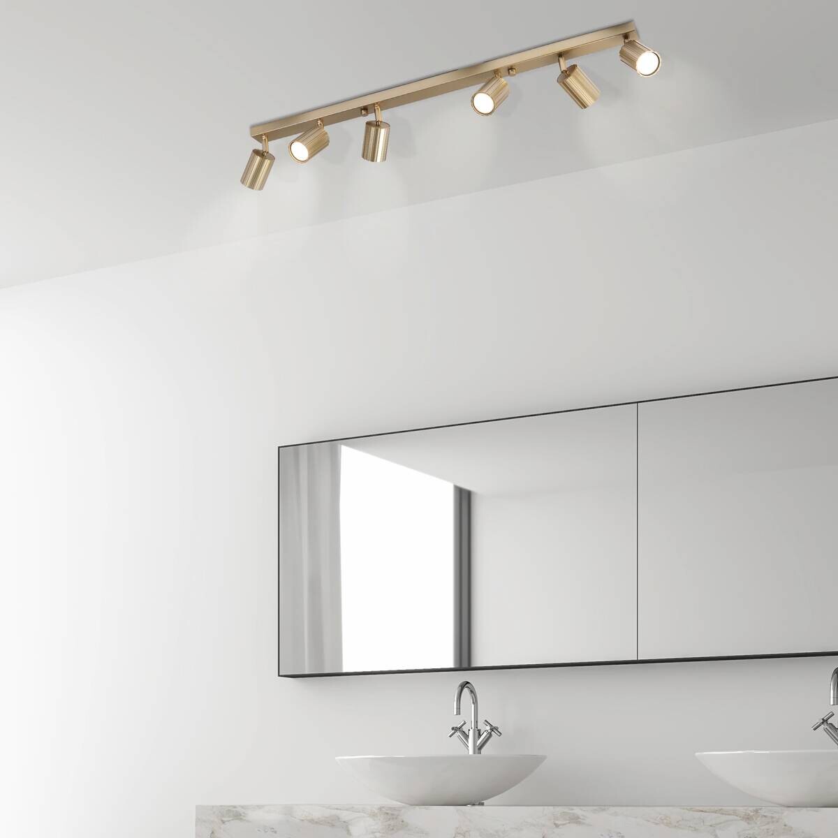 Lamkur Strahler Prisma gold Stahl B/H/L: ca. 6,5x16,5x117 cm 6 Brennstellen