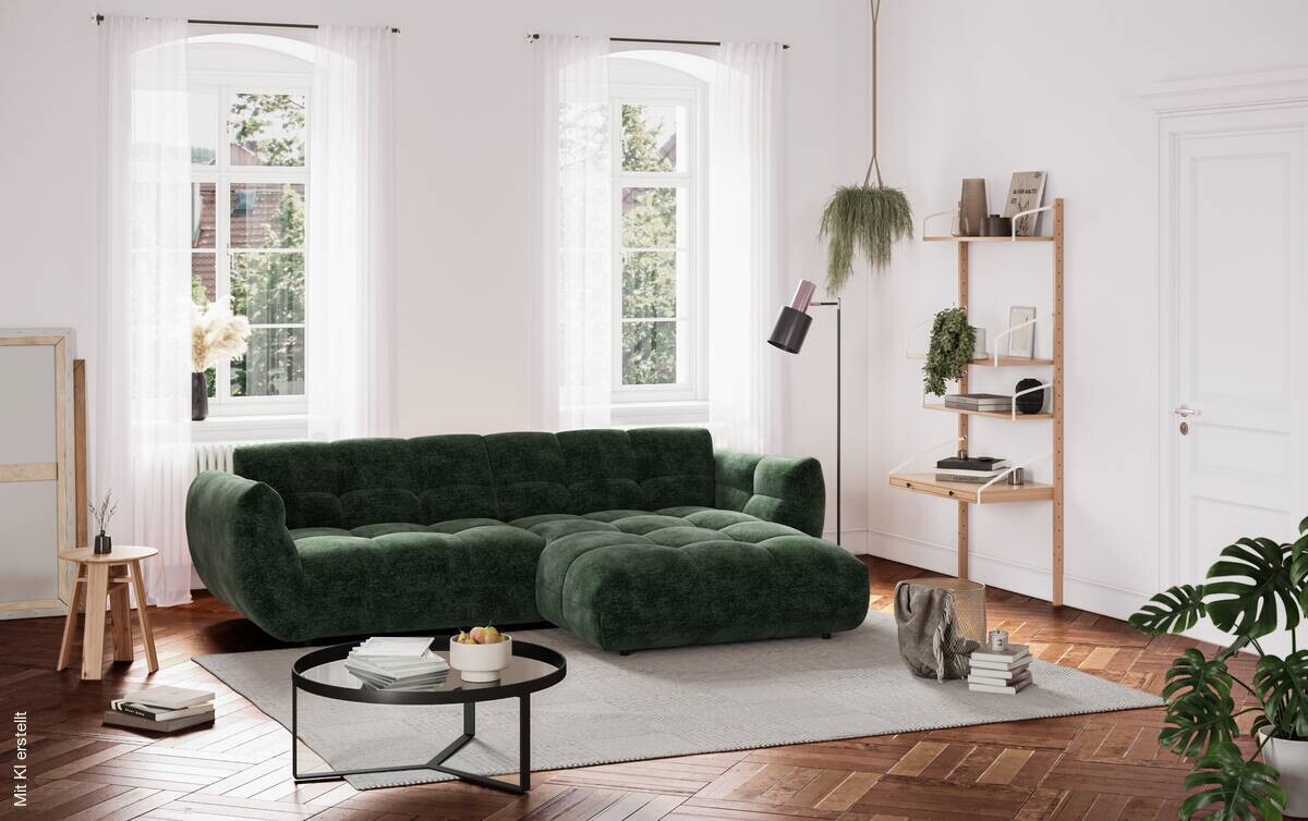 Ecksofa grün Microfaser B/H/T: ca. 280x81x178 cm