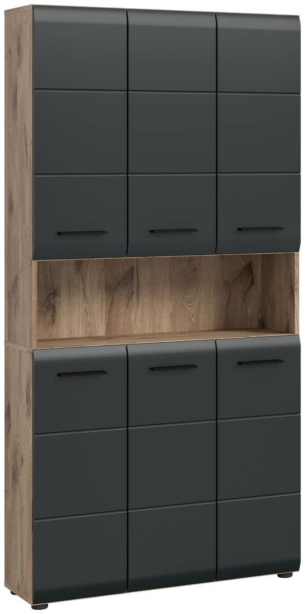 Mehrzweckschrank Ice Nox Oak Nachbildung schwarz matt B/H/T: ca. 90x185x30 cm