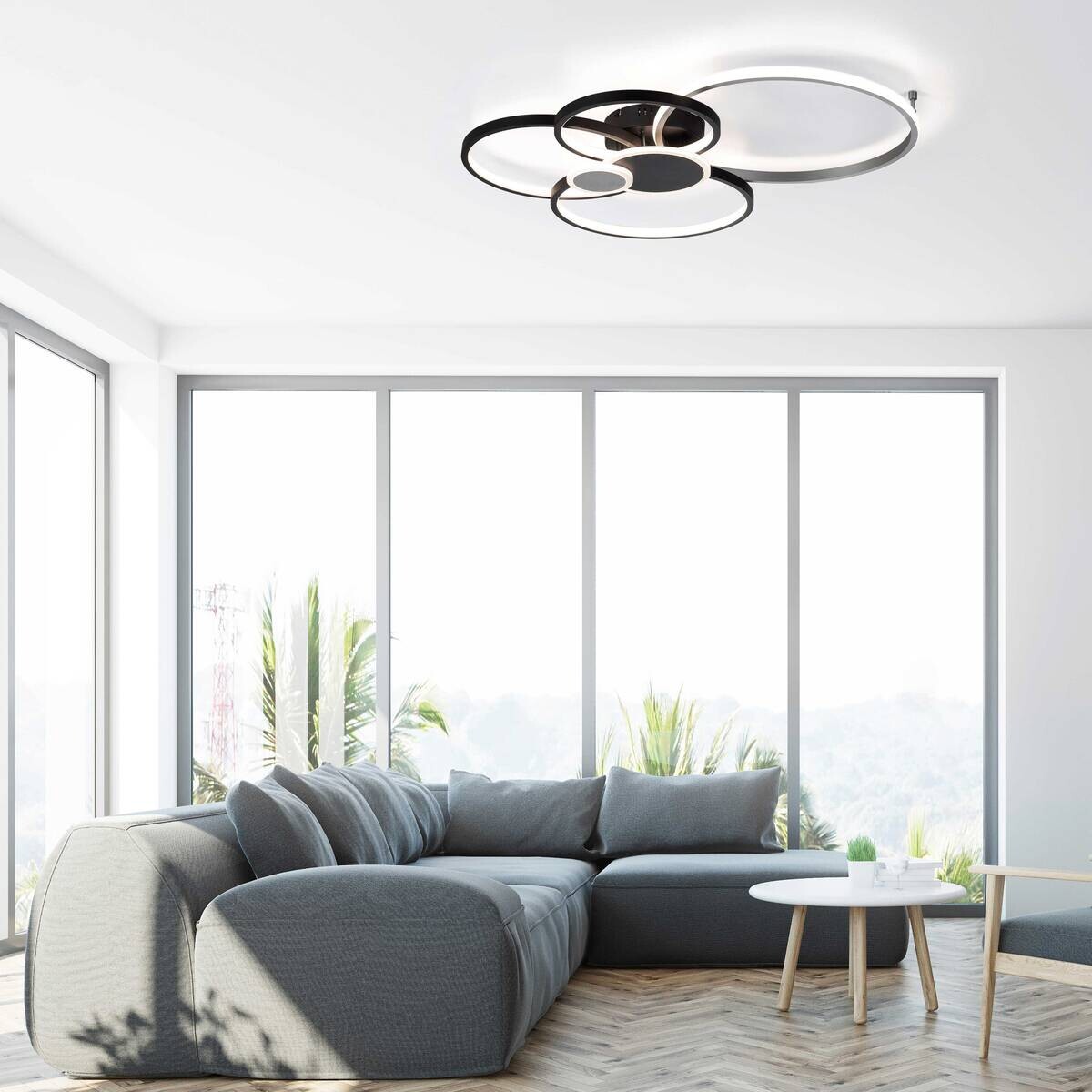 Just Light LED-Deckenleuchte schwarz Alu B/H/L: ca. 67x11,3x85 cm