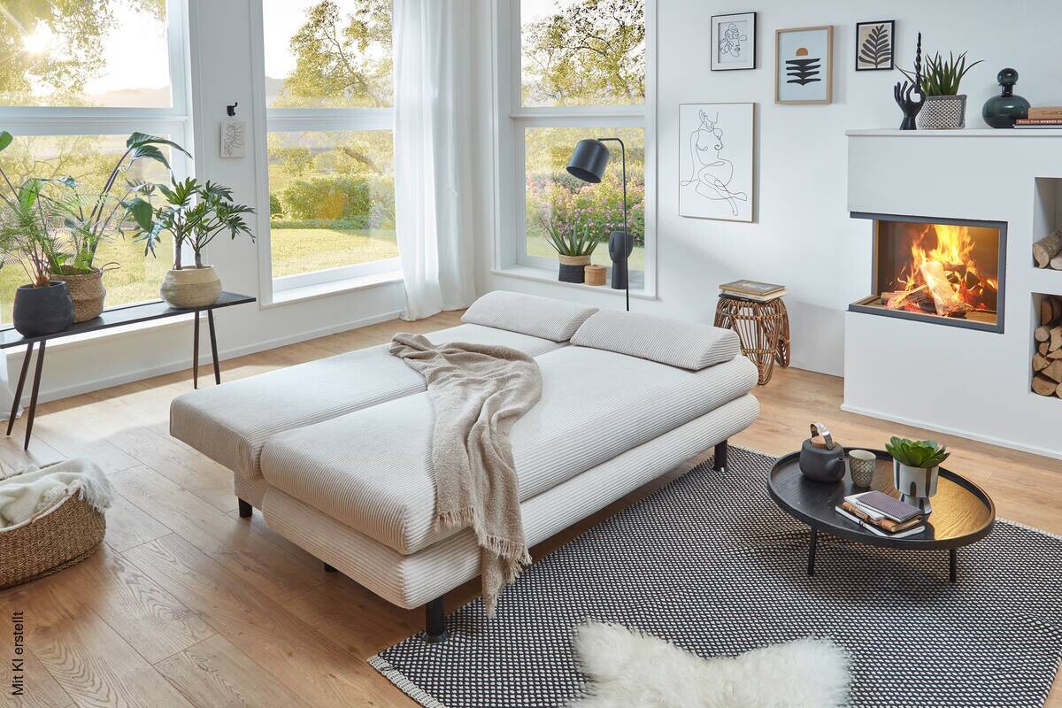Schlafsofa Bern natur Microfaser B/H/T: ca. 190x93x92 cm