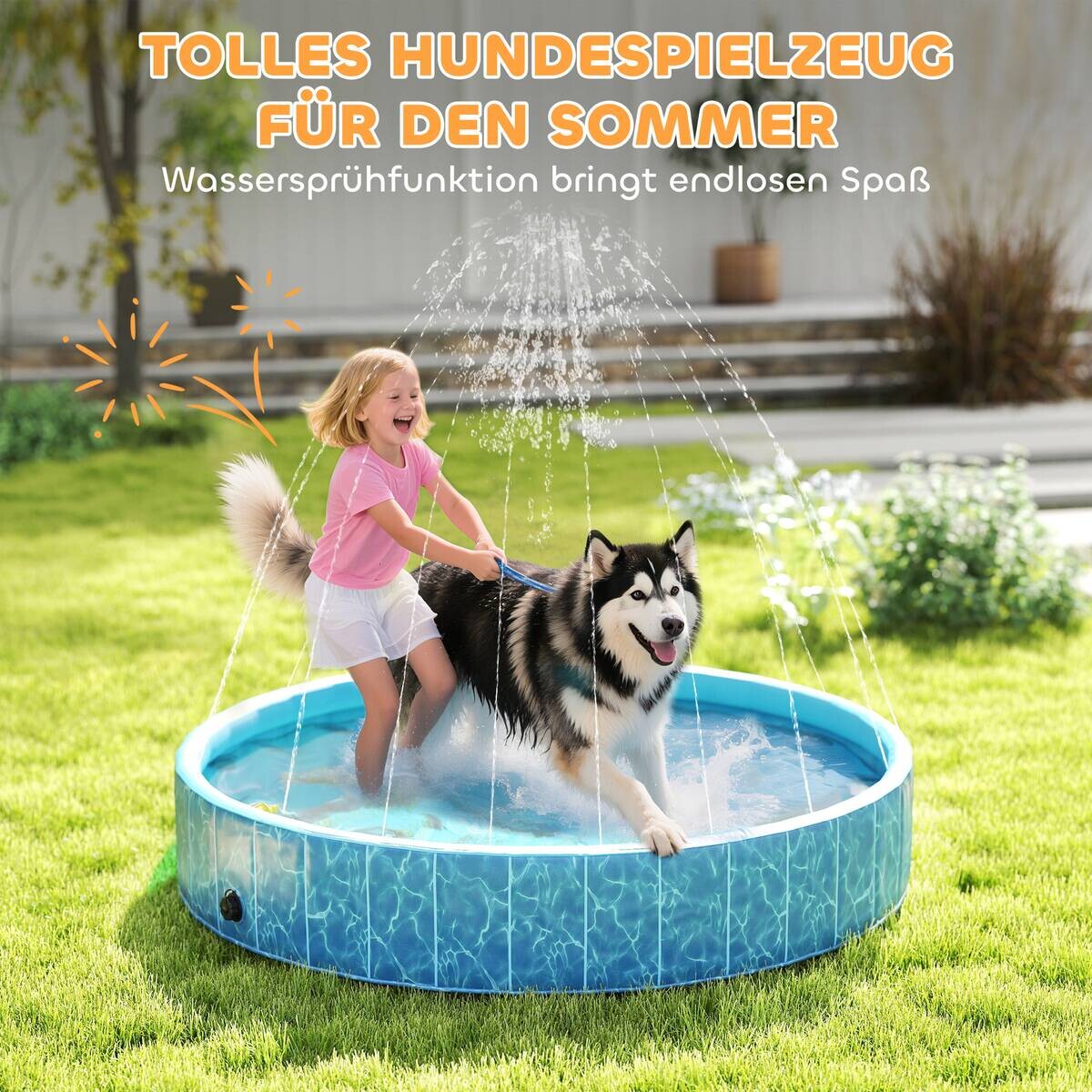 PawHut Hundepool blau Kunststoff B/H/L: ca. 160x30x160 cm