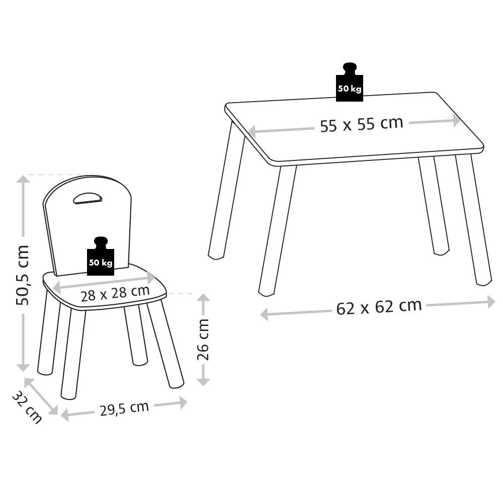 Kesper Kindertisch mit 2 Stühlen grau Spanplatte B/H/L: ca. 55x45x55 cm
