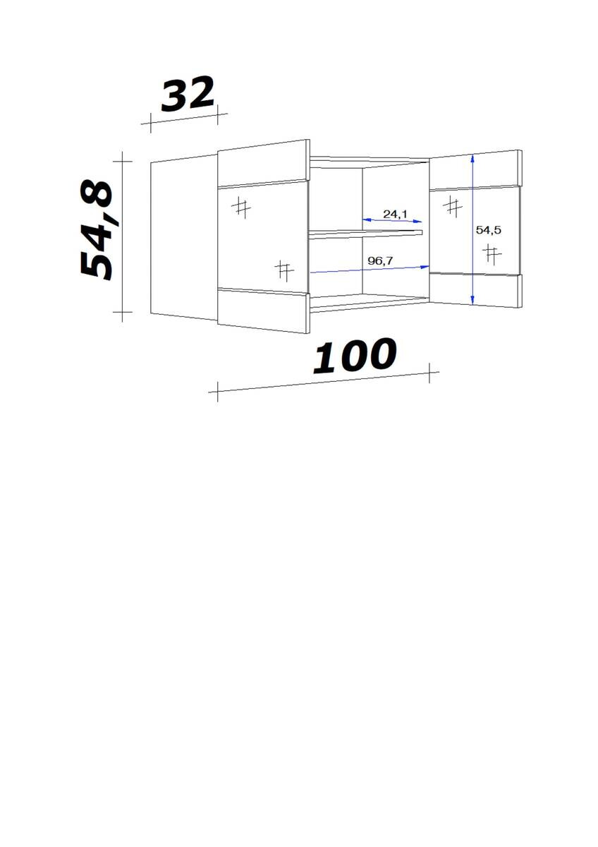 Glashängeschrank Samoa weiß Eiche Nachbildung B/H/T: ca. 100x54,8x32 cm