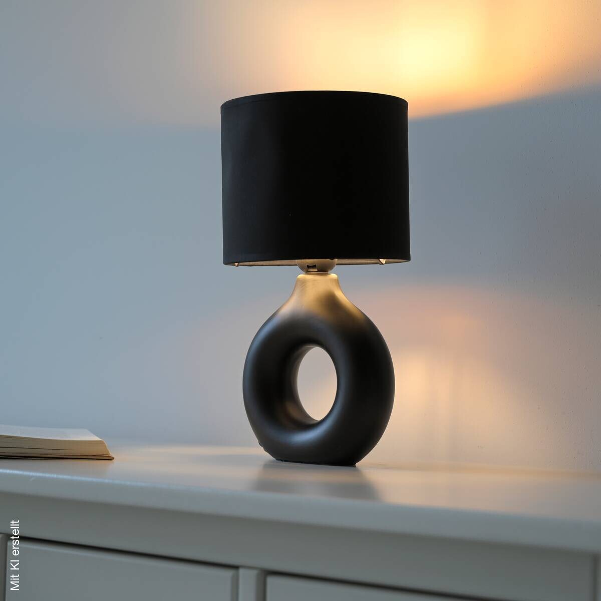 Just Light Tischleuchte Carara schwarz Kunststoff Stoff Keramik H/L/D: ca. 30x16x16 cm null 1 Brennstellen