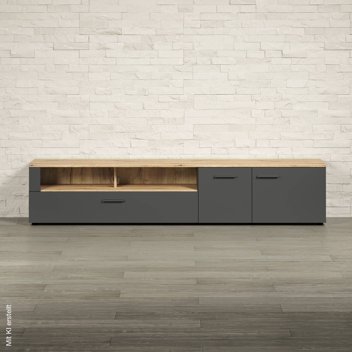 TV-Lowboard Esteban anthrazit Eiche Evoke Coast Nachbildung B/H/T: ca. 210x43x41 cm