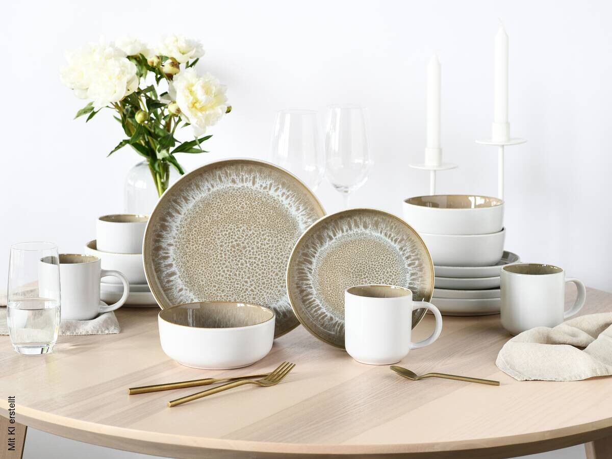 CreaTable Kombiservice Nordic Fjord sand Steinzeug 16 tlg.