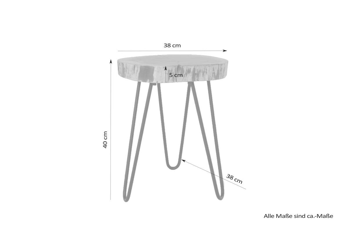 Beistelltisch NASTI natur schwarz pulverbeschichtet Akazie Metall