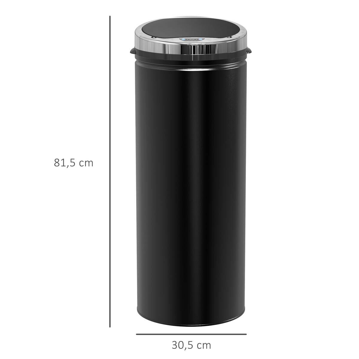 HOMCOM Automatik-Mülleimer 03-0046 schwarz Stahl Kunststoff Polypropylen B/H/L: ca. 30,5x30,5x81,5 cm