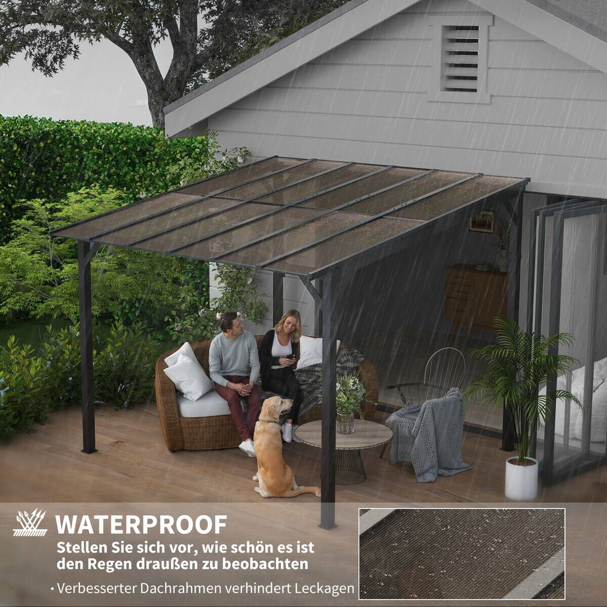 Outsunny Pergola dunkelgrau Metall B/H/L: ca. 294x258x306 cm