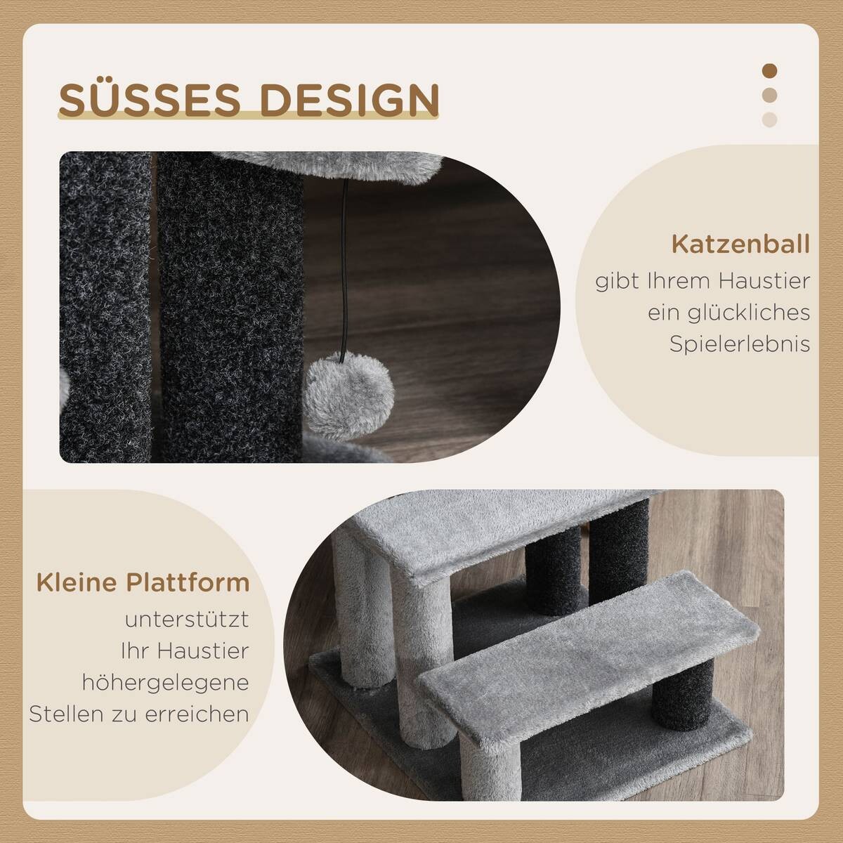 PawHut Haustiertreppe grau Polyester B/H/L: ca. 40x48x45 cm