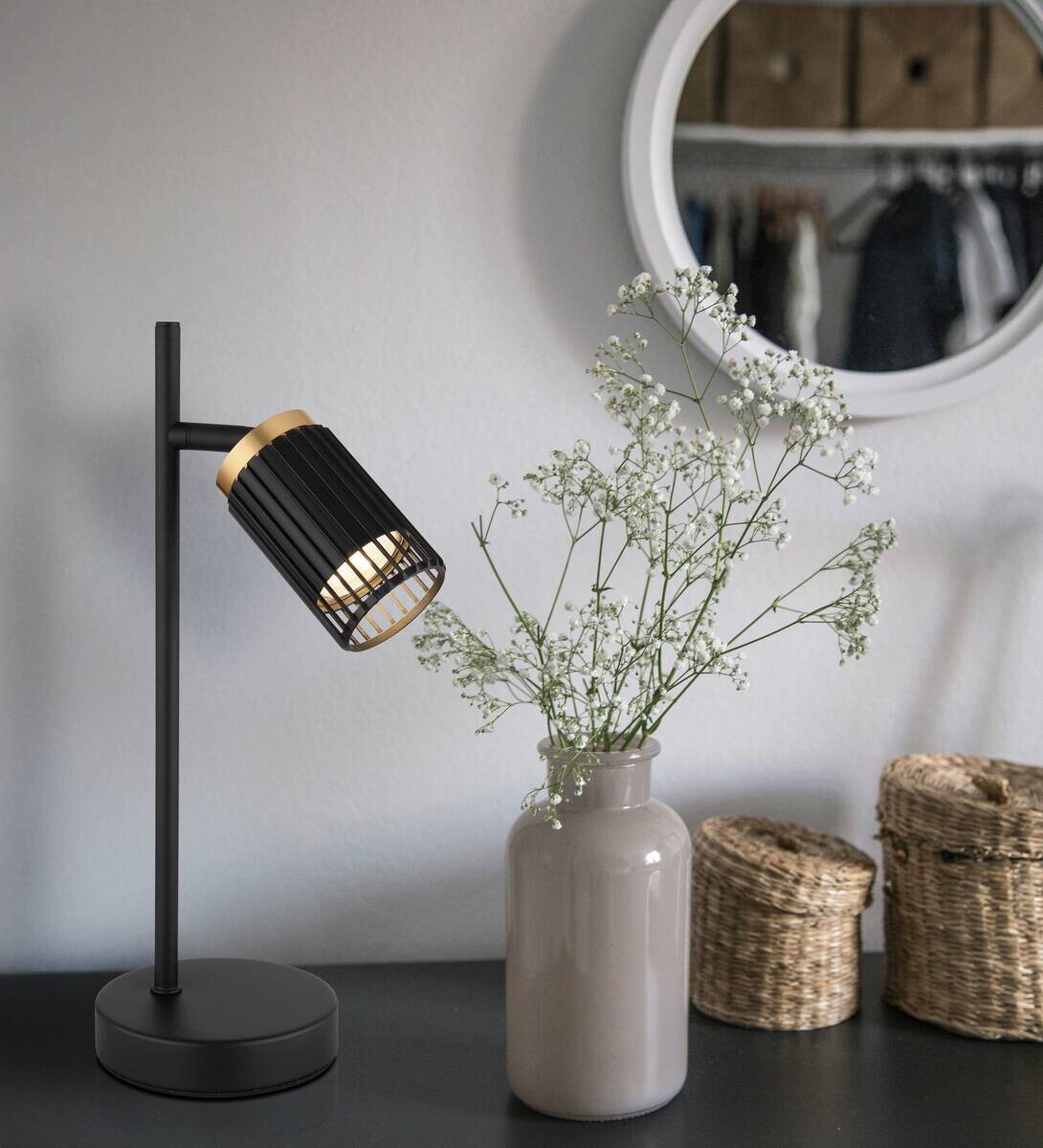 GLOBO Tischleuchte mattschwarz Aluminium Metall B/H/T/L: ca. 12x35x16,5x16,5 cm GU10 1 Brennstellen