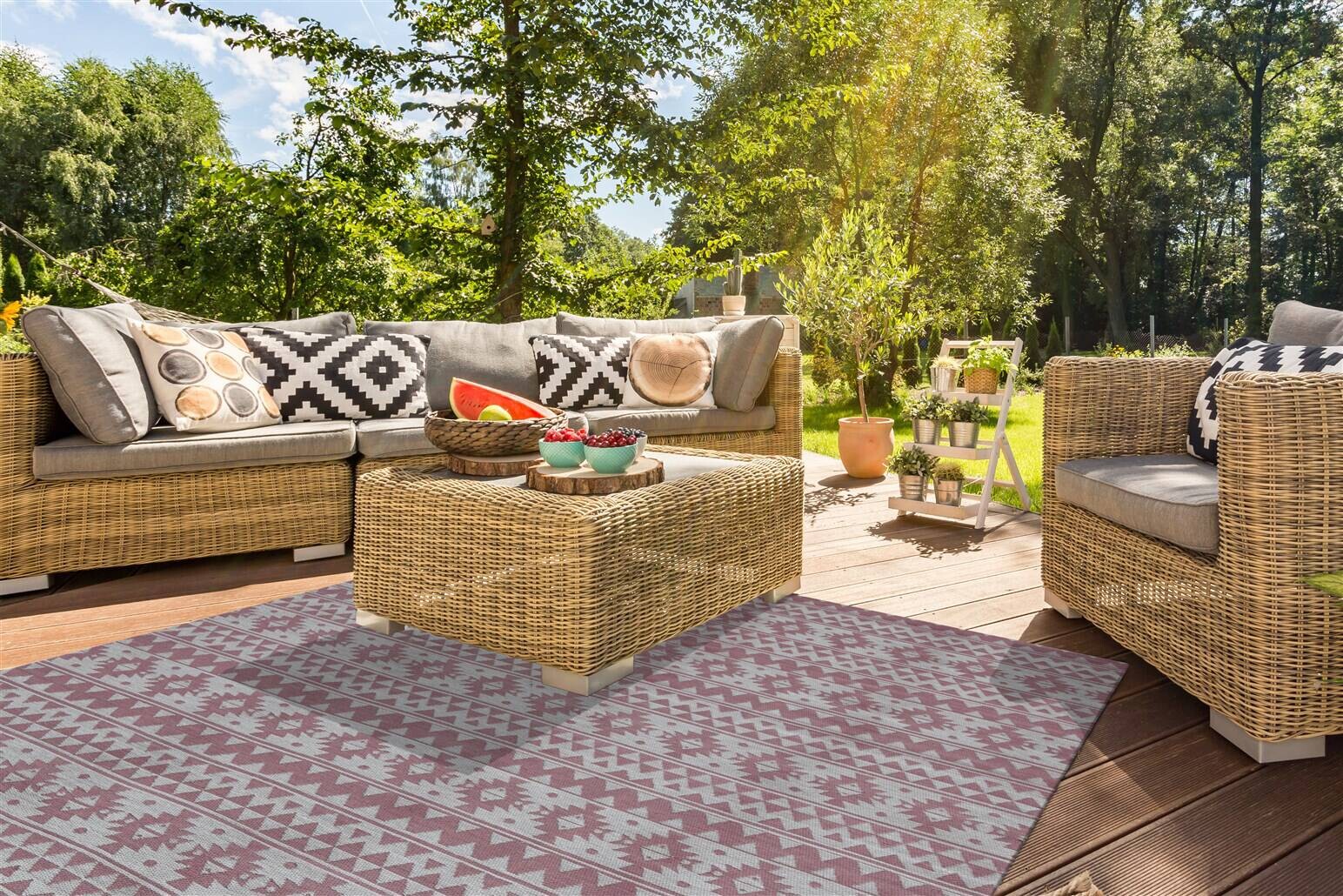 Kayoom Flachgewebeteppich Sunny 210 pink B/L: ca. 160x230 cm