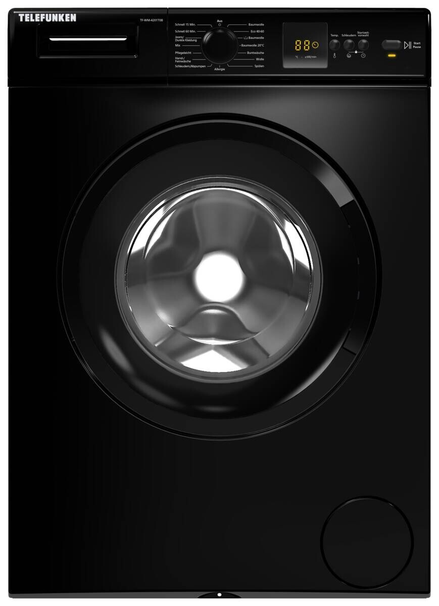 TELEFUNKEN Waschmaschine TF-WM-4201T0B EEK: D Spektrum: A bis G 5kg 1000U/min schwarz B/H/T: ca. 60x85x50 cm