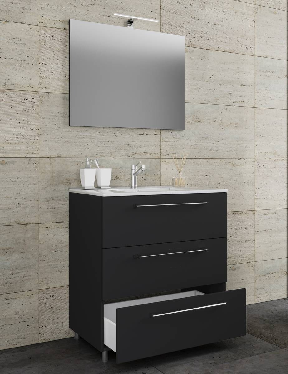 Waschplatz 3tlg-Schubo schwarz B/H/T: ca. 80x86x46 cm