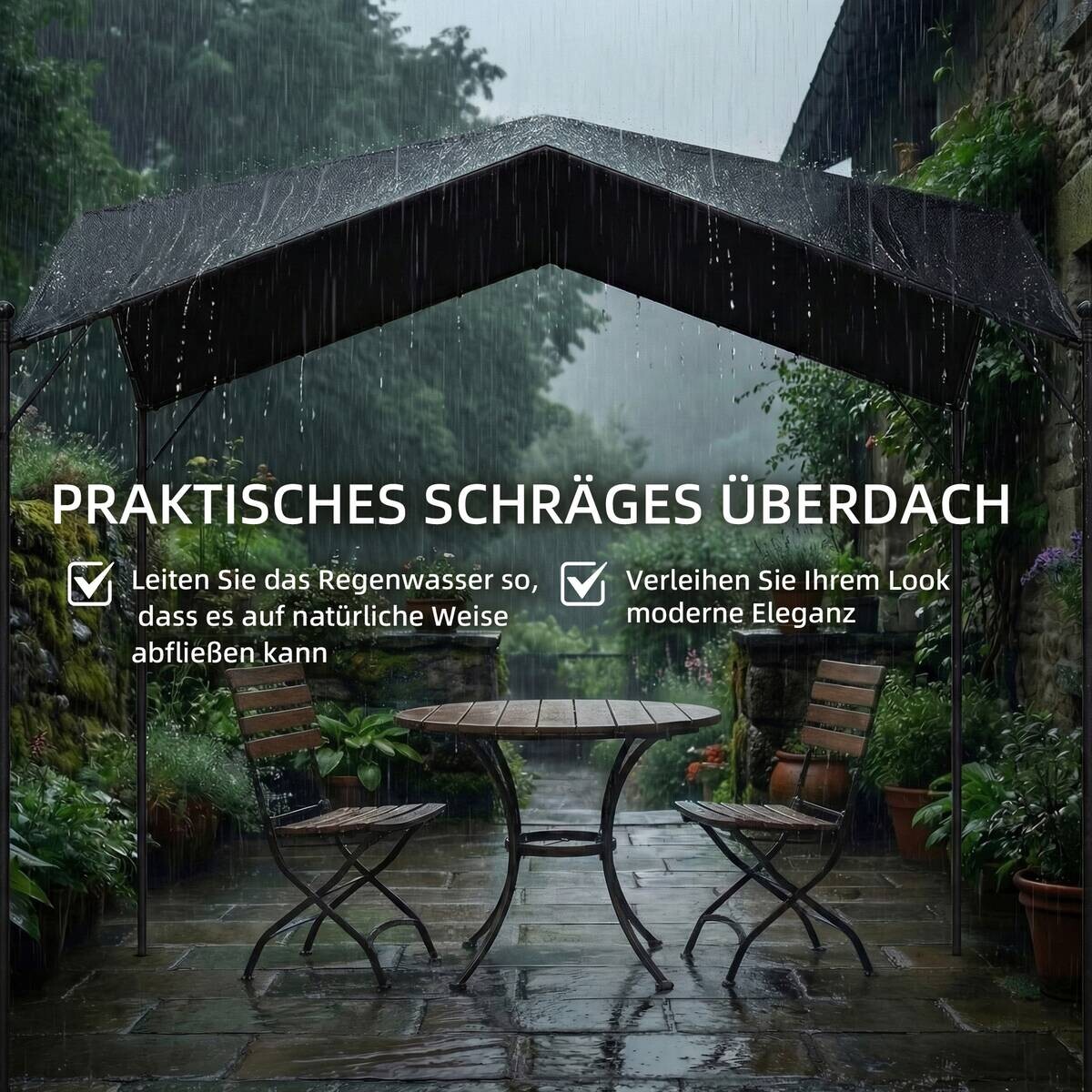 Outsunny Pergola dunkelgrau Metall B/H/L: ca. 300x280x300 cm