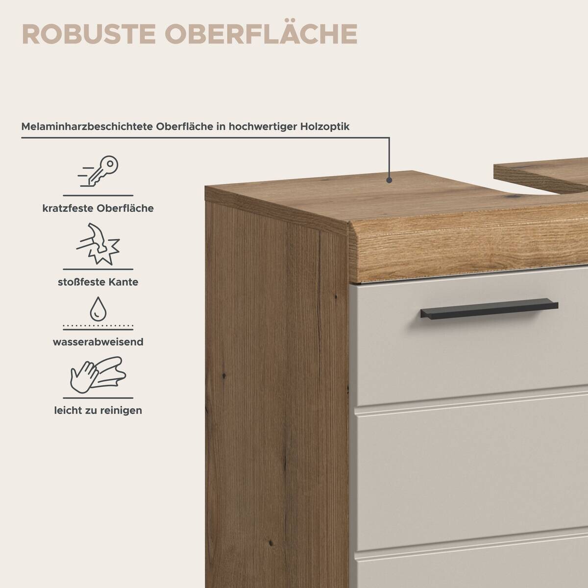 Badezimmer-Set Scout Evoke Oak Nachbildung Kaschmirgrau Nachbildung B/H/T: ca. 149x191x34 cm