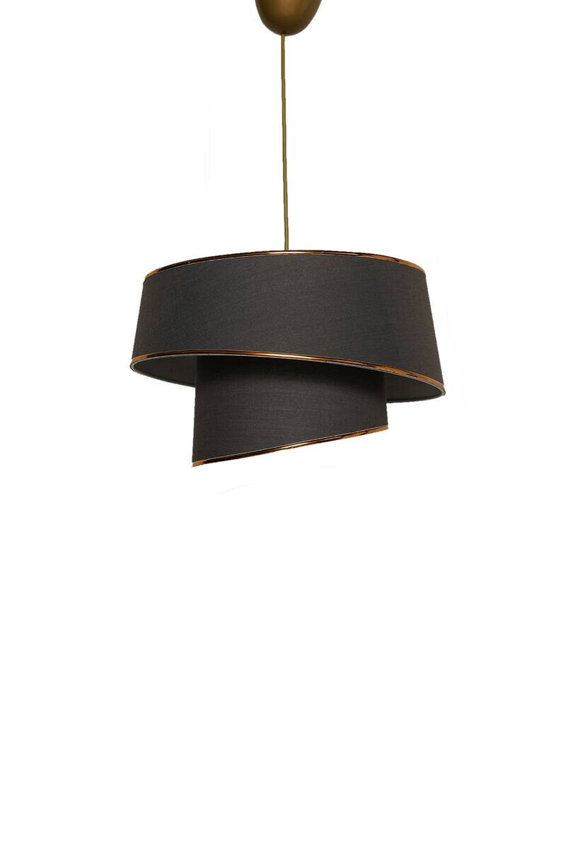 Opviq Pendelleuchte Barette gold anthrazit Metall Stoff B/H/L: ca. 32x70x32 cm E27 1 Brennstellen