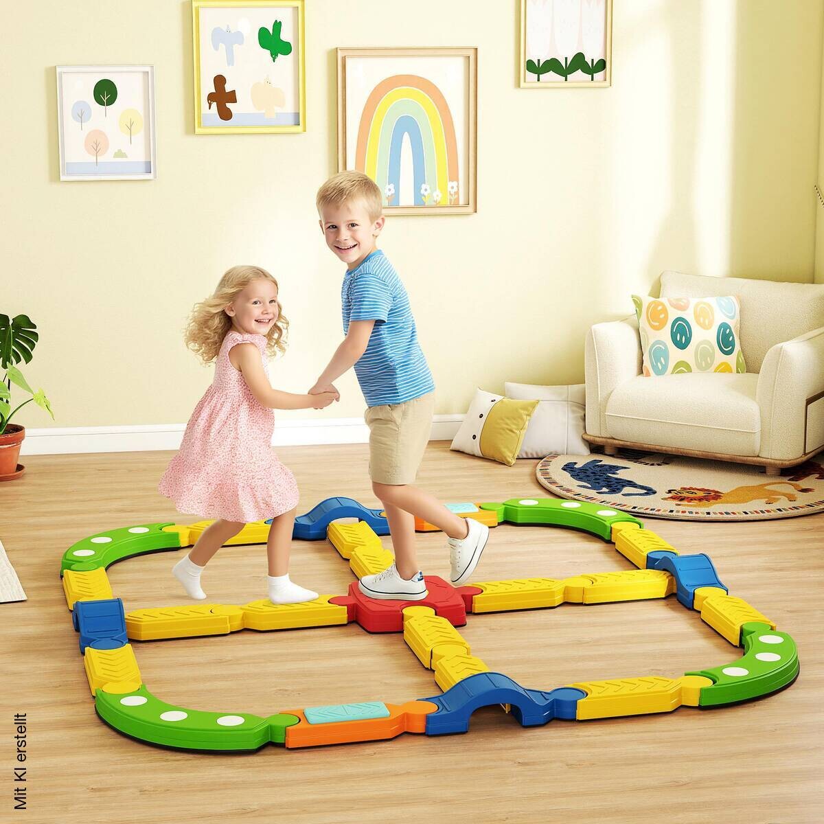AIYAPLAY Kinder Balancierbalken mehrfarbig B/H/L: ca. 176x10,5x176 cm
