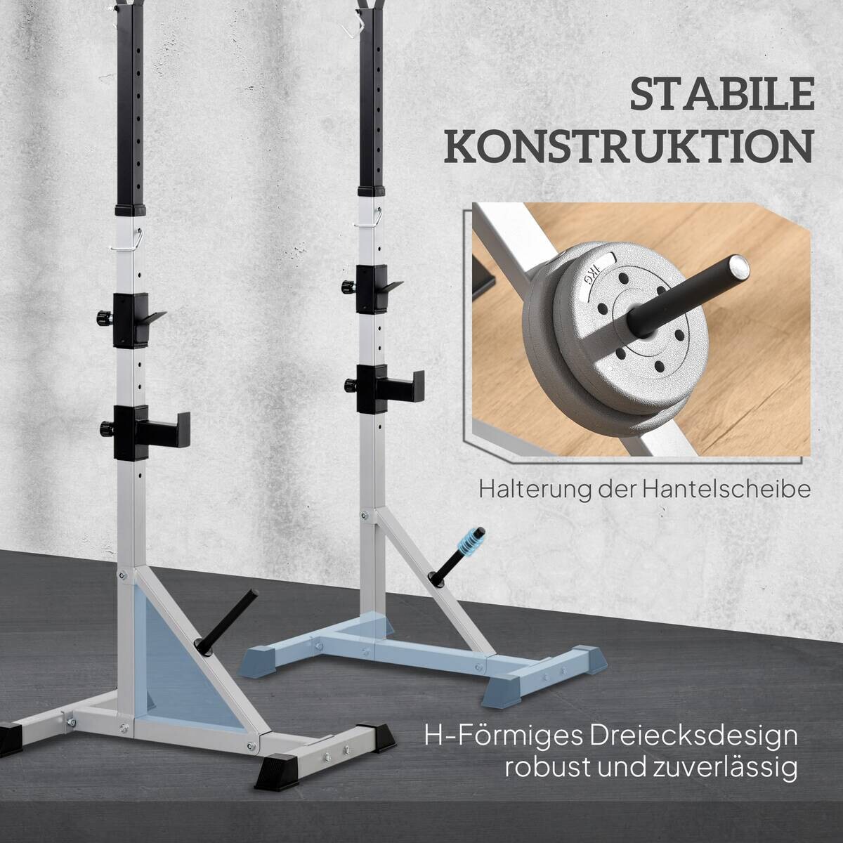HOMCOM Langhantelständer silber Kunststoff B/H/L: ca. 58,5x176x75,5 cm