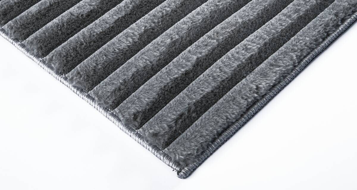 Fellimitat Stripy anthrazit B/L: ca. 200x280 cm