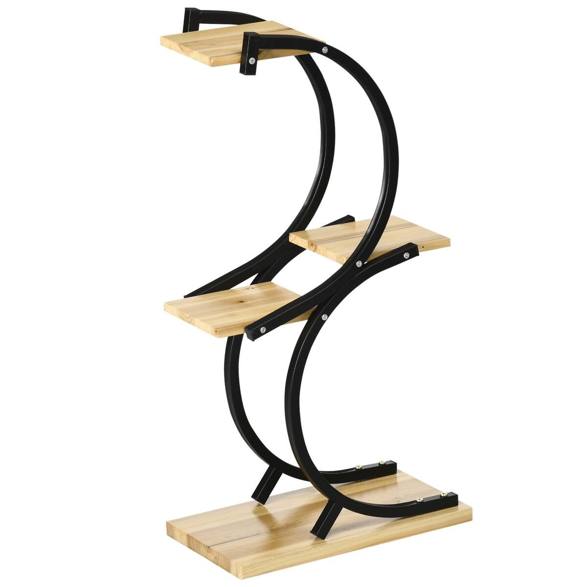 Outsunny Blumenständer natur Holz B/H/L: ca. 25x91x46 cm