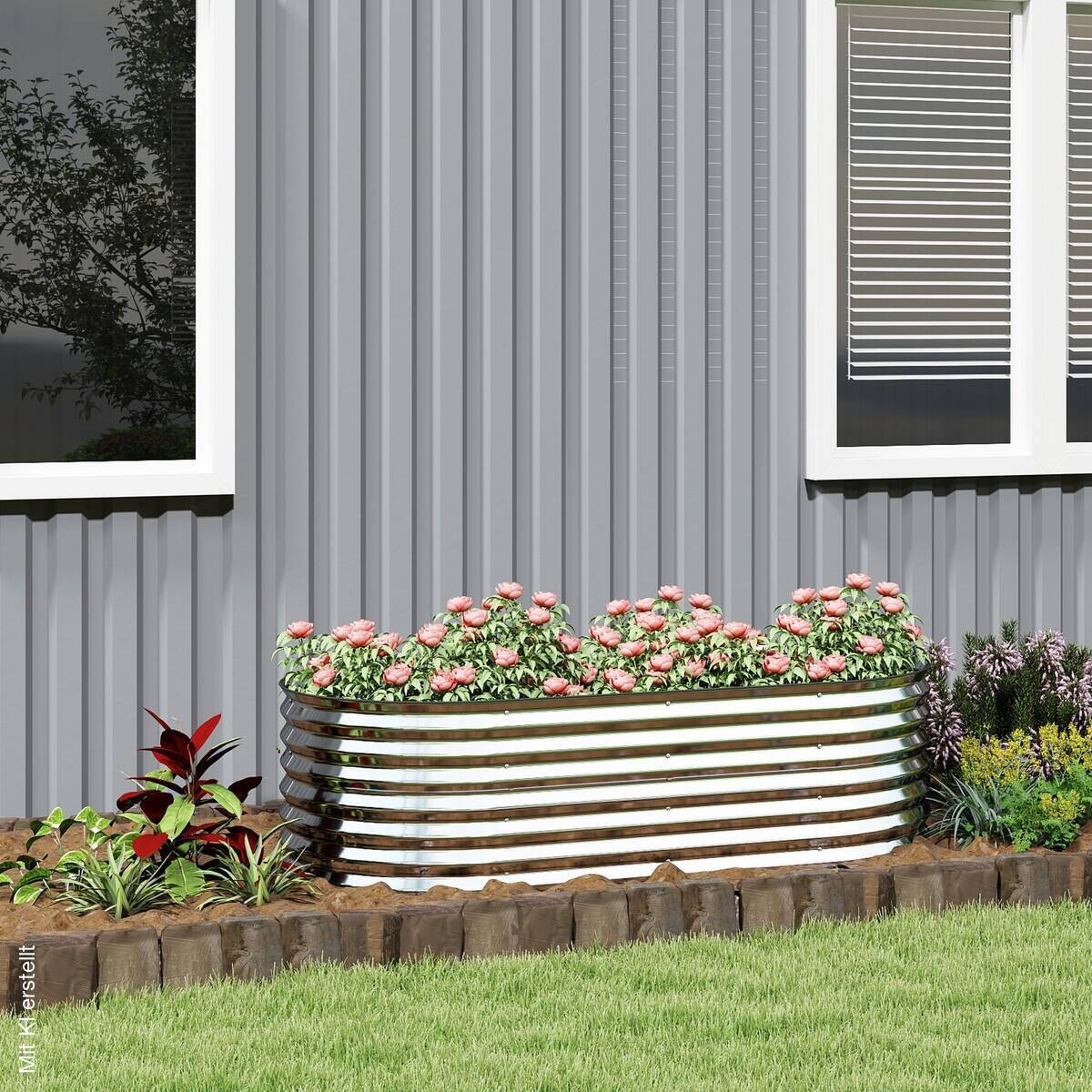 Outsunny Hochbeet grau B/H/T/L: ca. 80x56x80x160 cm