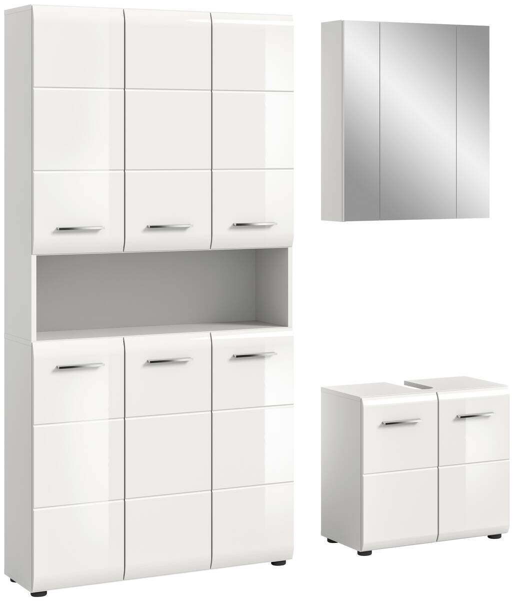 Badezimmer-Set Ice weiß weiß Hochglanz B/H/T: ca. 165x185x30 cm