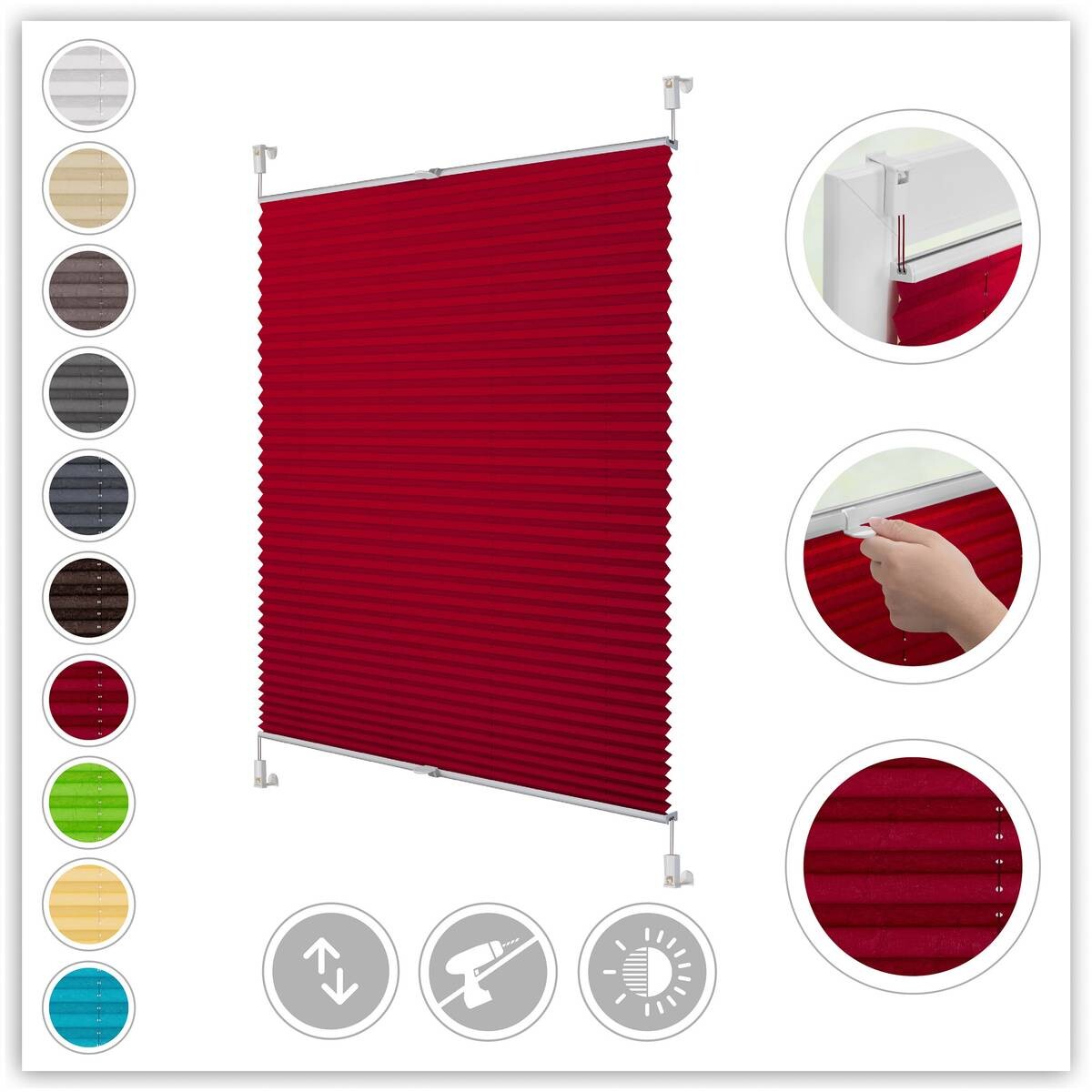 LICHTBLICK Spannplissee brombeer B/L: ca. 95x130 cm