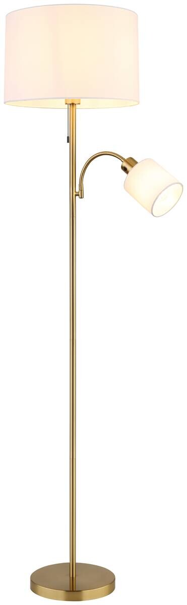 GLOBO Stehleuchte weiß messing Metall Leinen H/D: ca. 165x38 cm E27 2 Brennstellen