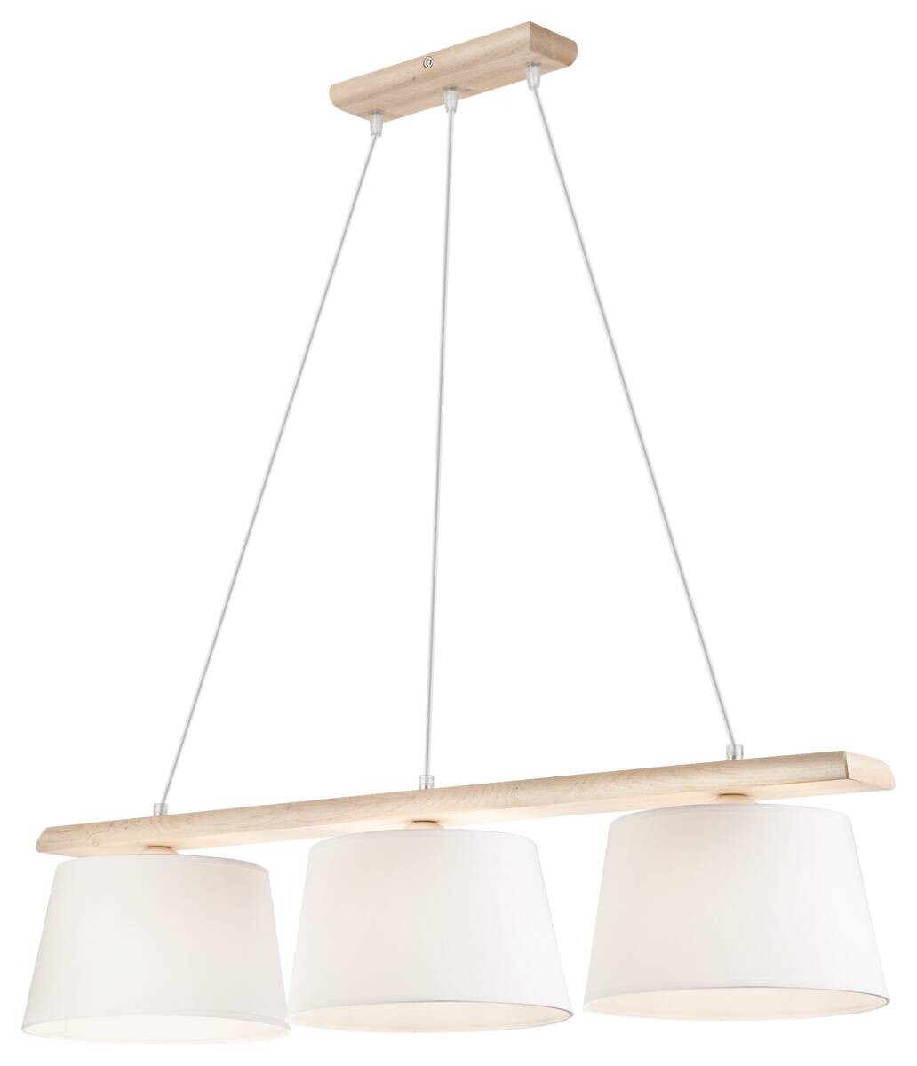 Lamkur Deckenleuchte weiß Stahl Holz B/H/L: ca. 28x28x90 cm 3 Brennstellen