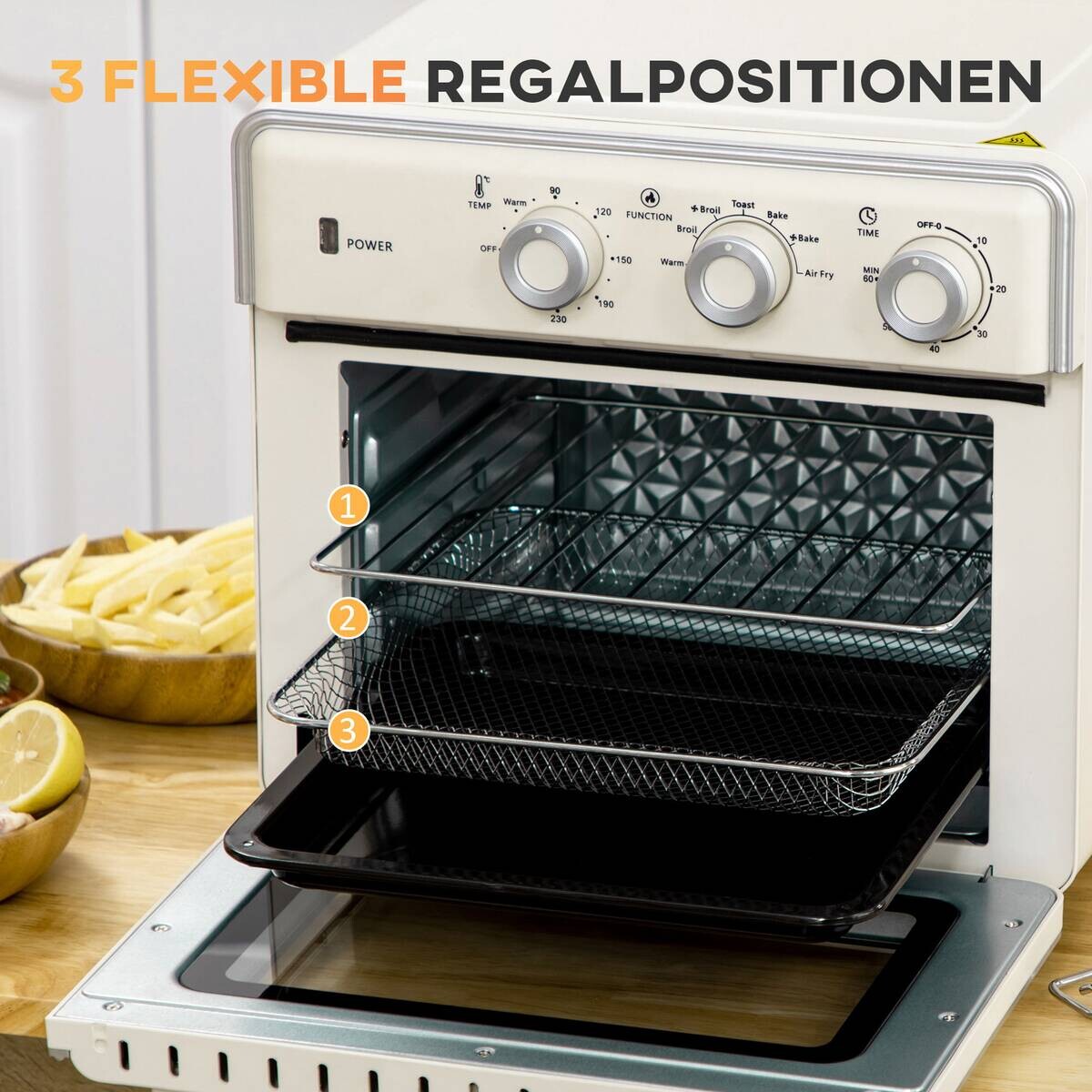 HOMCOM Küchengerät 800-152V90CW cremeweiß Edelstahl B/H/L: ca. 37,7x36x34,5 cm
